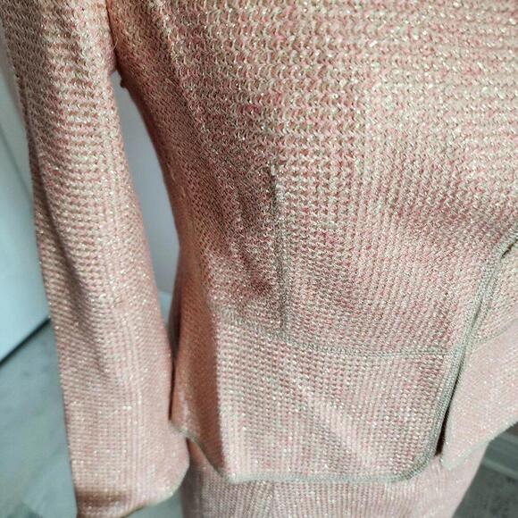 Flawless kulson Italy tweed womens suit skirt blazer jacket set pink gold 46 - Picture 7 of 9